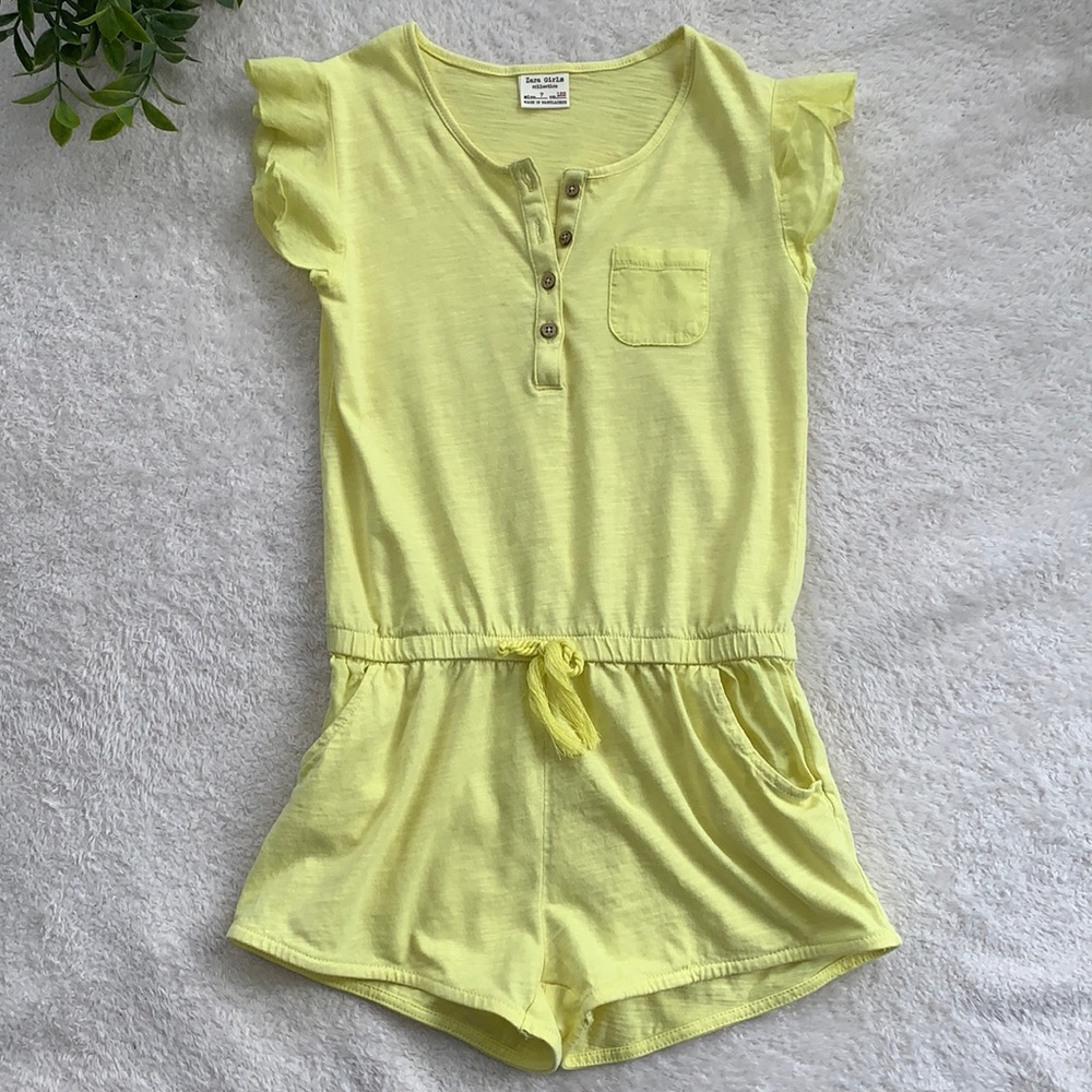 Zara Lemon Yellow Shorts Romper 7 EUC Girls